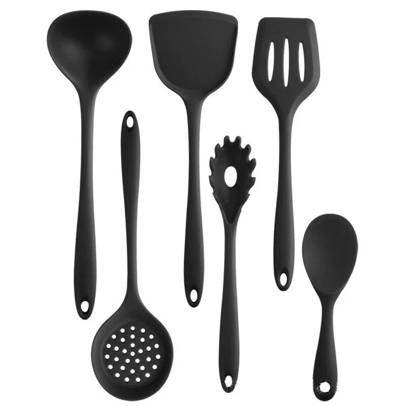 Kitchen Utensil Set of 6 Silicone Spoon Cook Tools Temp 446℉ Dishwasher Safe