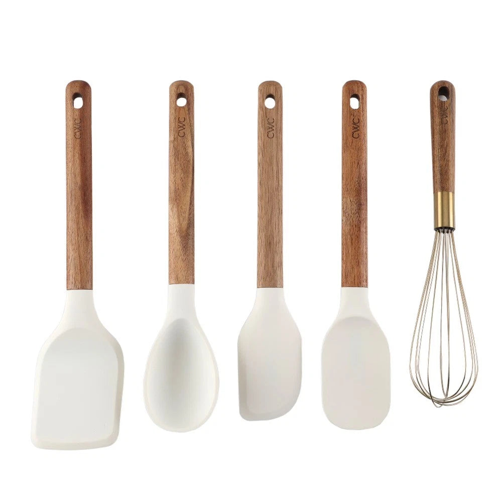 5-Piece Wooden Cooking Set with Heads, Stylish & Durable Kitchen Tools