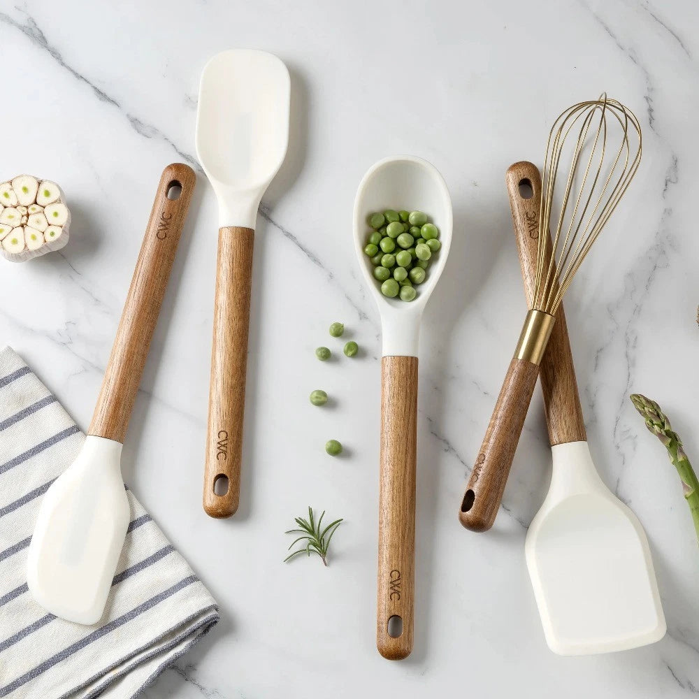 5-Piece Wooden Cooking Set with Heads, Stylish & Durable Kitchen Tools